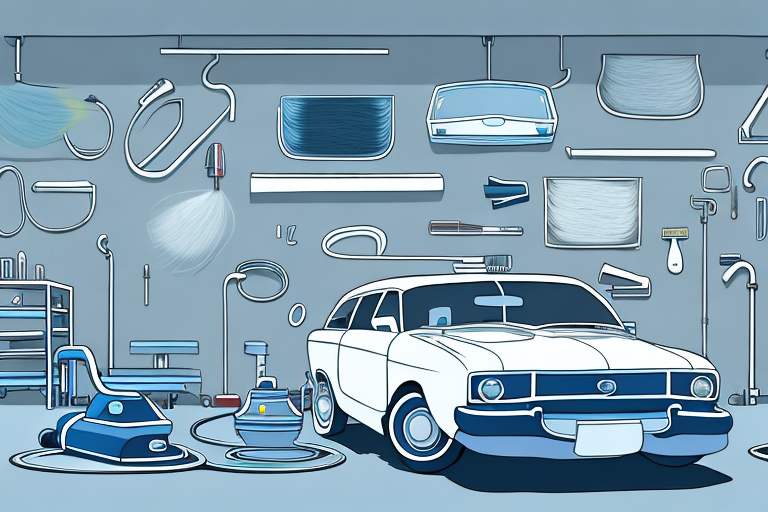 Various car detailing tools like a vacuum cleaner