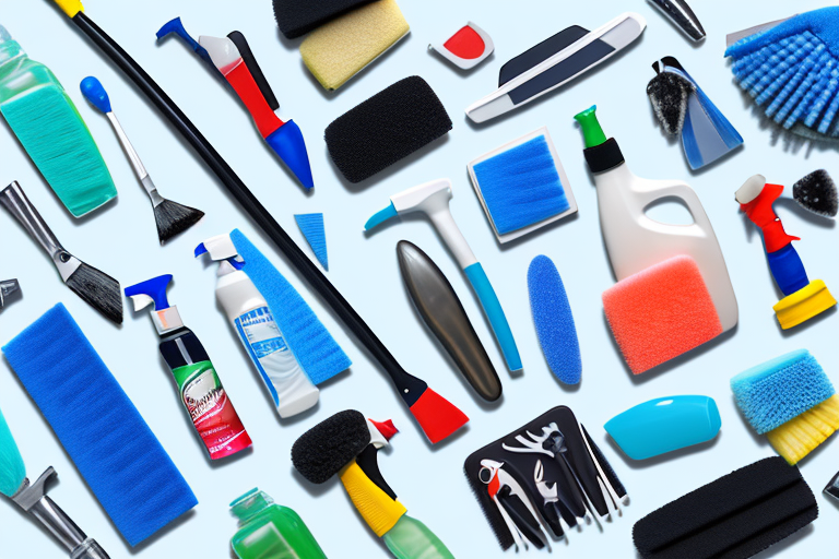 A well-organized car care bag with various cleaning tools and products