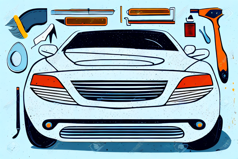 A car bumper being repainted