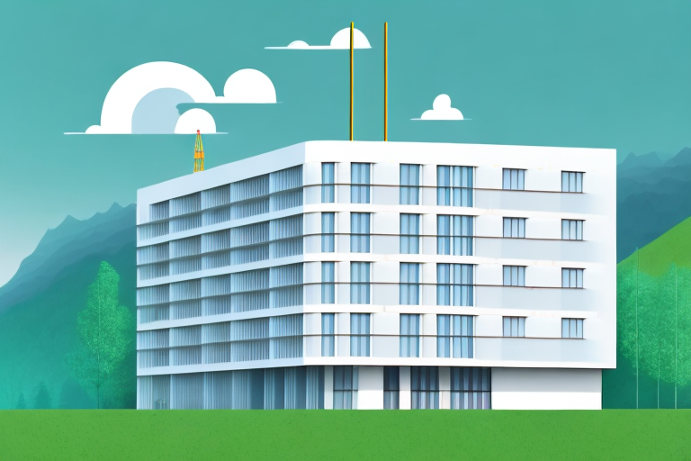 A building under construction with a visible building permit attached to the front