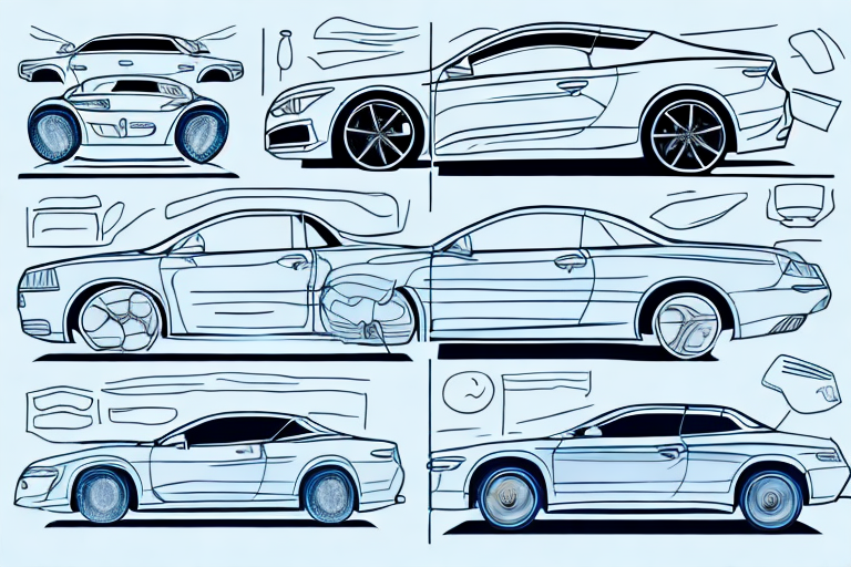 A car going through various stages of detailing and refurbishment