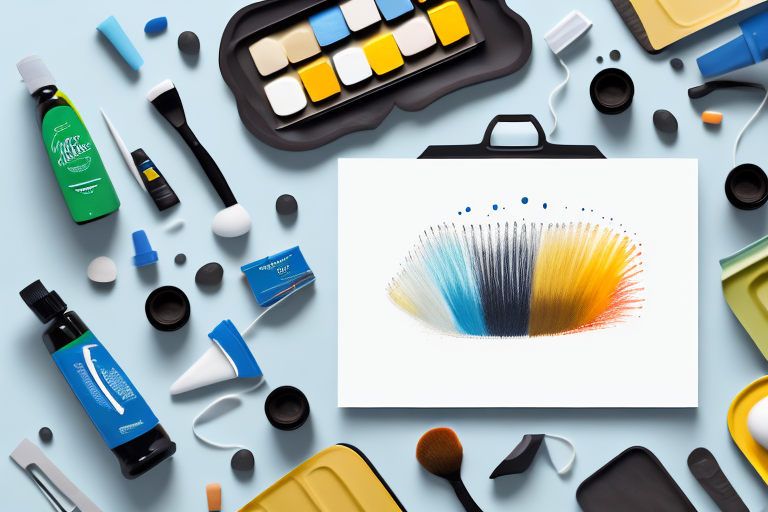 Various household items like a soft brush