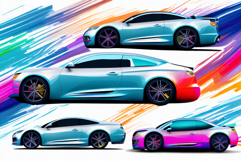 Several cars in different vibrant colors