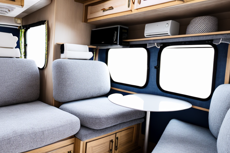 A cozy and well-furnished interior of a motorhome