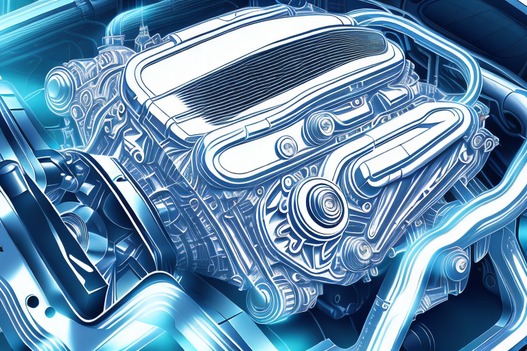 A car engine with visible internal parts