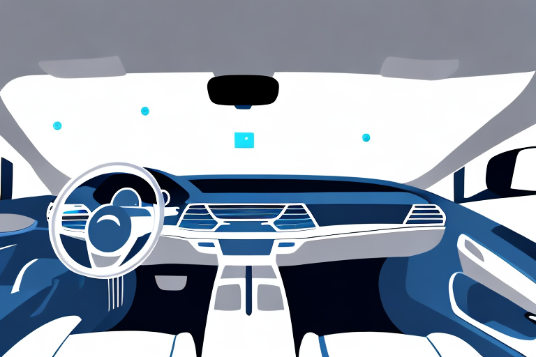 A car interior with various cleaning tools and products