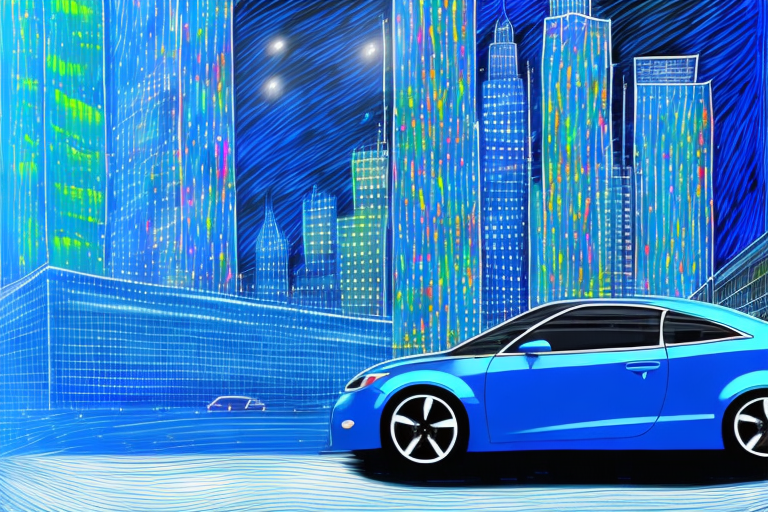 A car wrapped in a vibrant blue foil