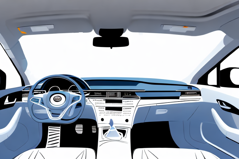 A car interior showcasing various parts such as dashboard