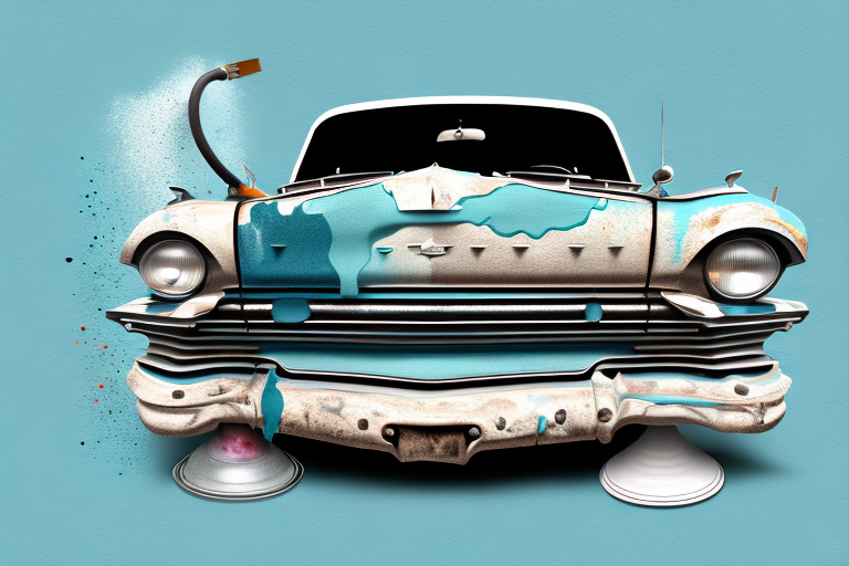 A car half covered in old paint and half in new