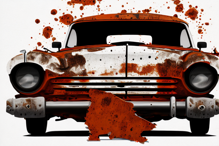 A car with visible rust spots being treated with a rust converter