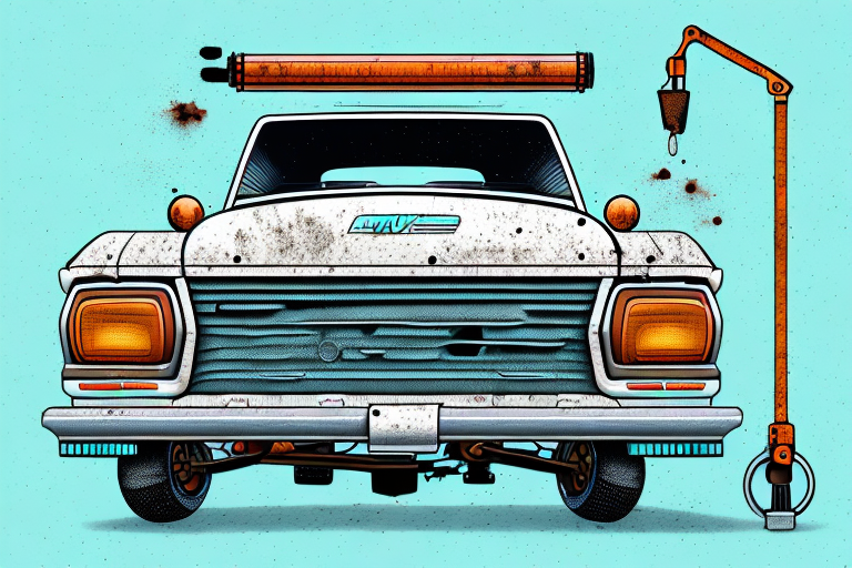 A car elevated on a lift with visible underbody