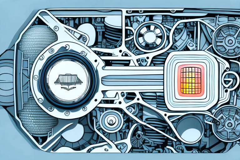 A car engine with a highlighted air filter