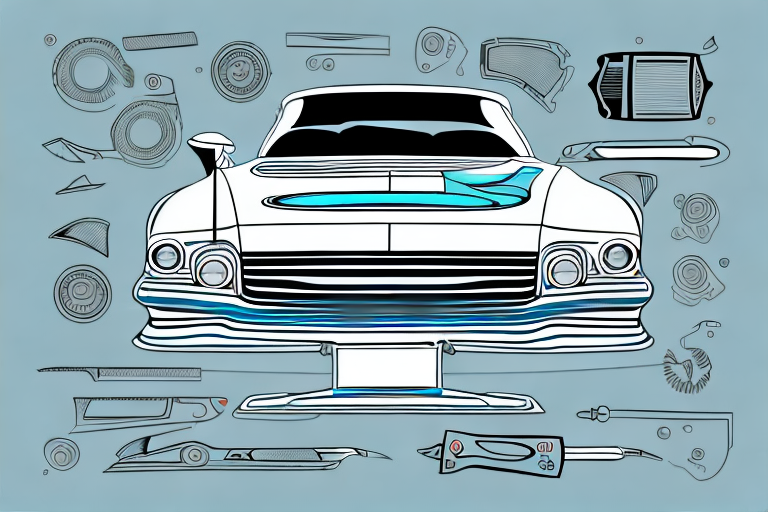 A car with removable vinyl decals and tools like a heat gun and plastic scraper nearby