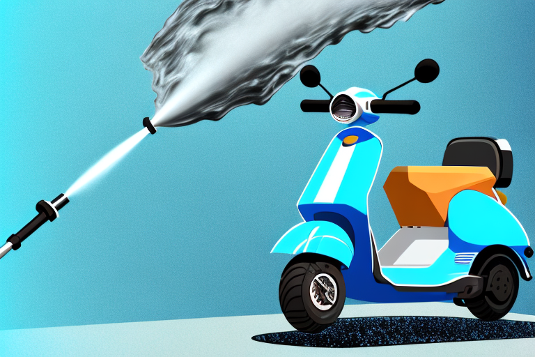 A scooter parked on a driveway