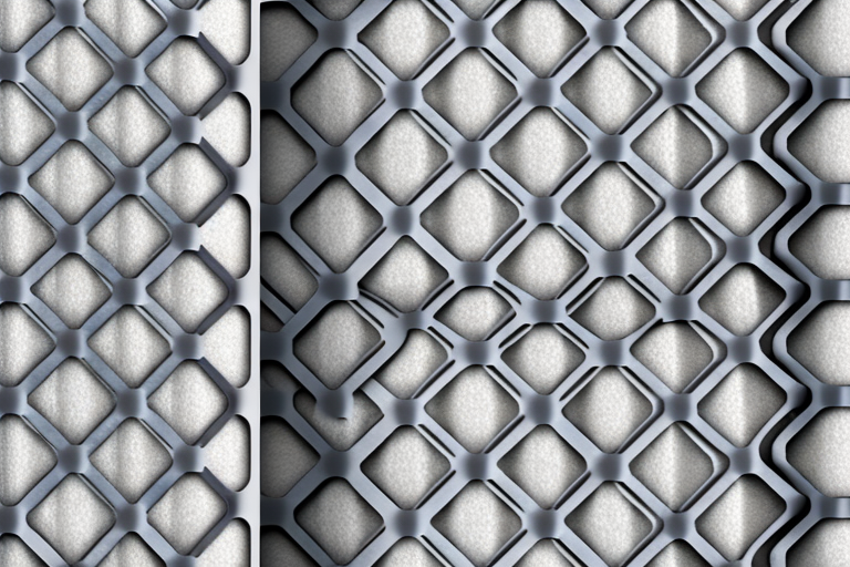A dirty air filter next to a clean one