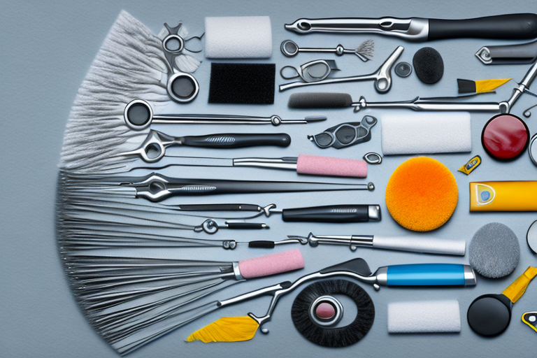 A variety of car detailing tools and products