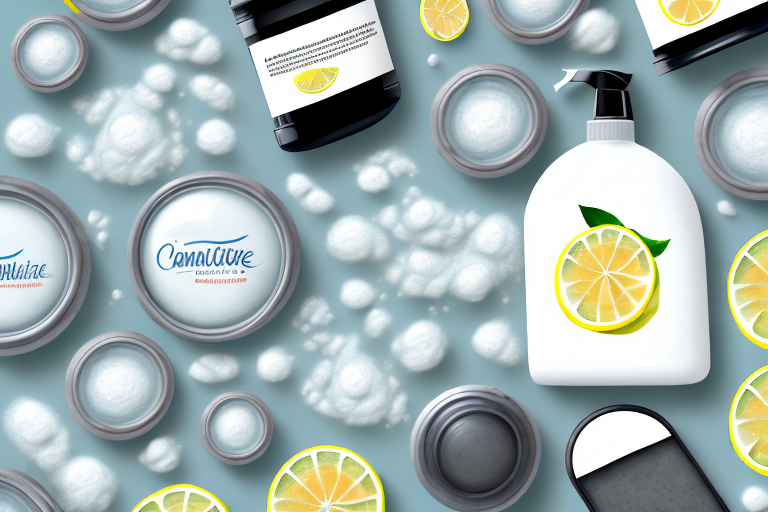 A dashboard of a car with various natural cleaning products like lemon