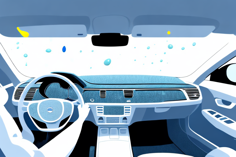 A car interior with visible signs of moisture