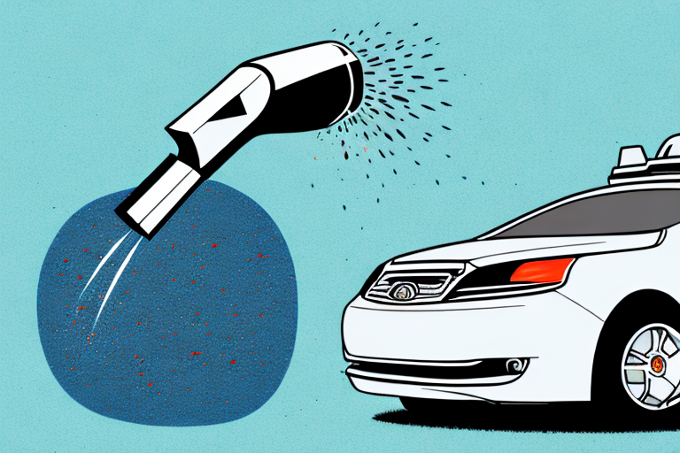 An effective car insect remover product next to a car with stubborn dirt and insect marks before and after using the product