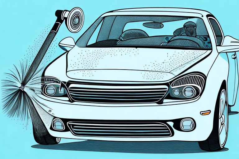 A car being cleaned with specialized tools