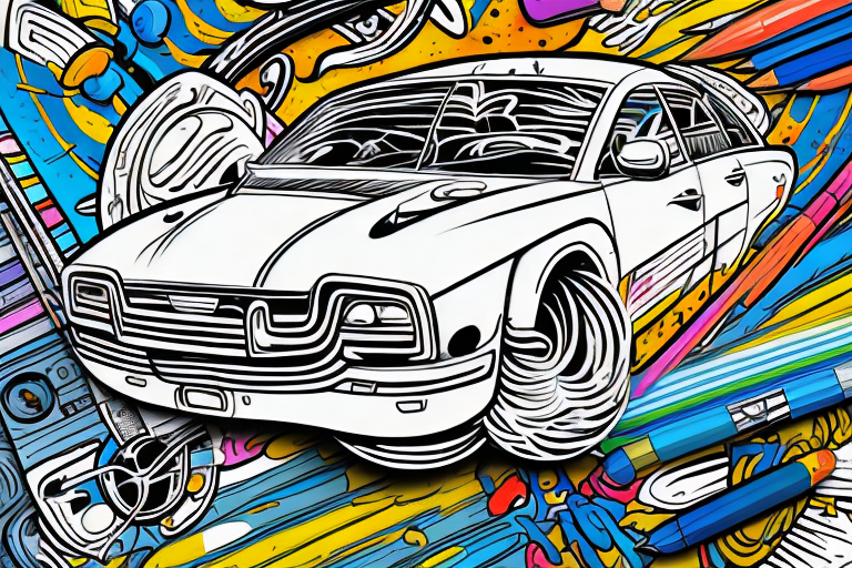 A comic-style car with vibrant