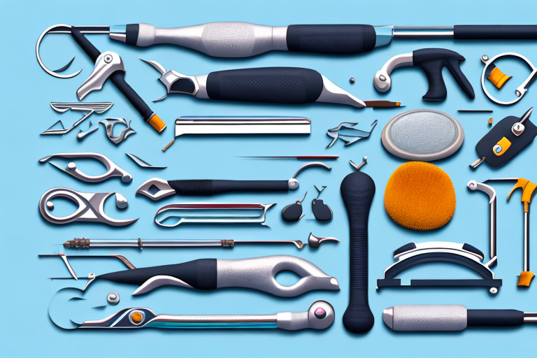 A professional car polishing kit with various tools and products