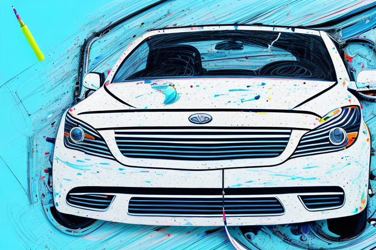 A car with a noticeable scratch being repaired by a detailed