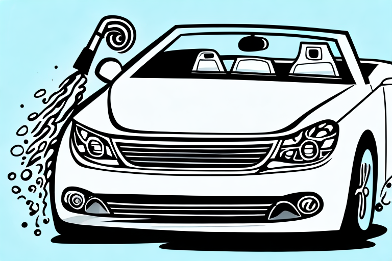 A convertible car being washed