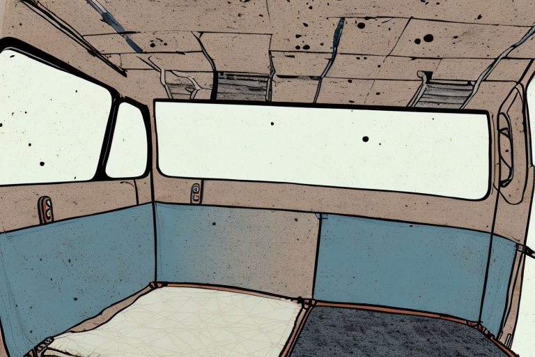 An empty interior of a camper van focusing on the old