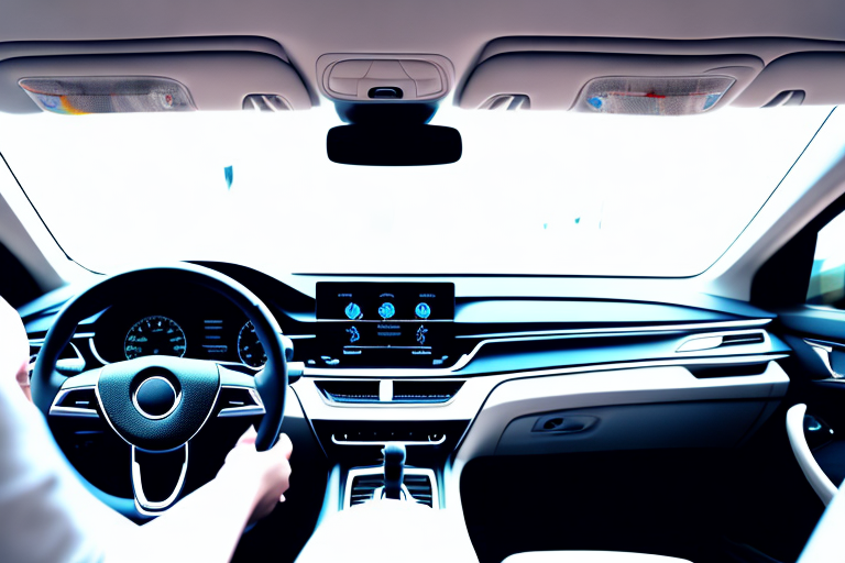 Various top-notch car interior cleaning products arranged neatly on a clean dashboard