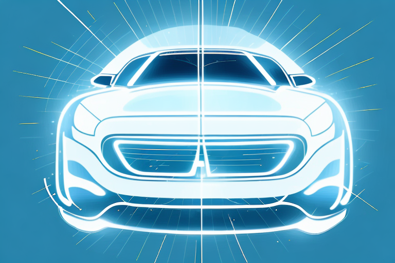 A car's headlight being polished