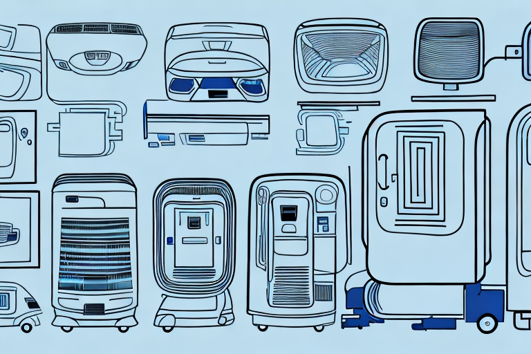 Several different types of dehumidifiers placed inside a car interior