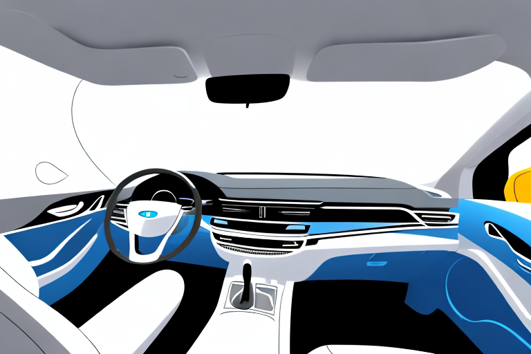 A variety of car interior cleaning products arranged neatly inside a clean and shiny vehicle interior