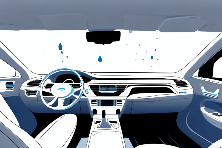 An open car interior showing visible signs of dampness and moisture
