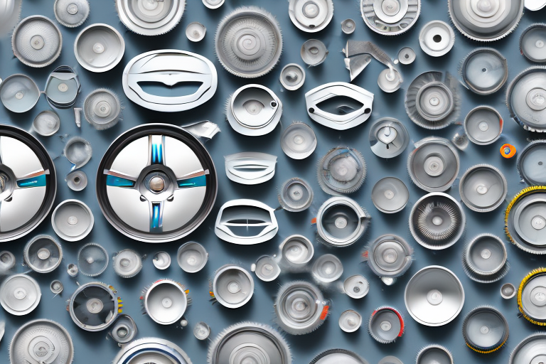 Various car rims in different stages of cleaning