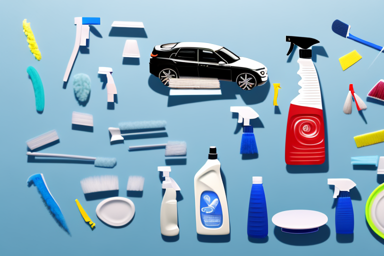 Various plastic cleaner products lined up on a table