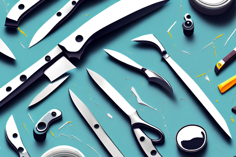 Several fine putty knives next to a car with minor scratches