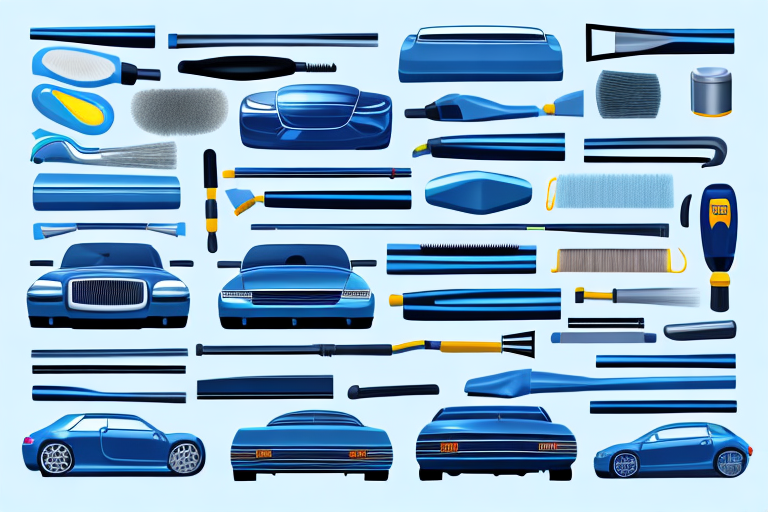 Various car detailing tools like a vacuum cleaner