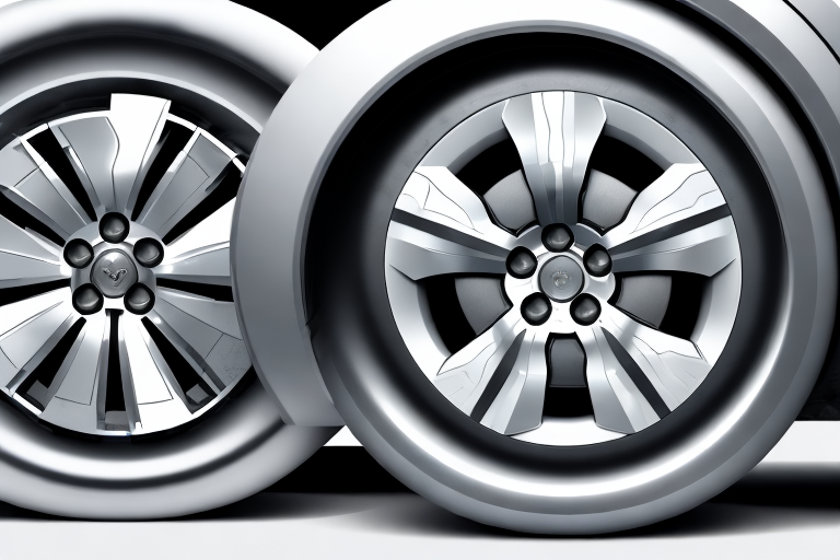 Heavily soiled aluminum car wheels before and after a thorough cleaning process