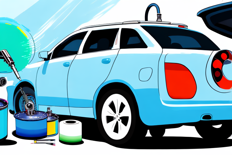A car bumper being painted in the same color as the car