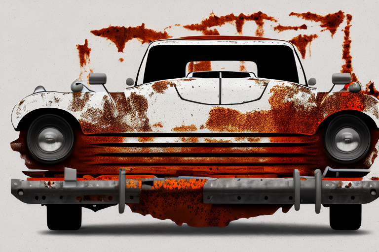 A car with visible rust on one side and a clean