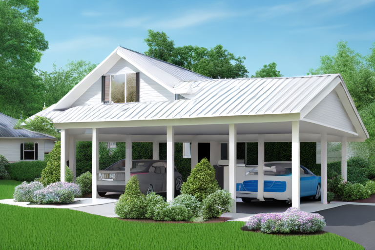 A suburban house with a carport