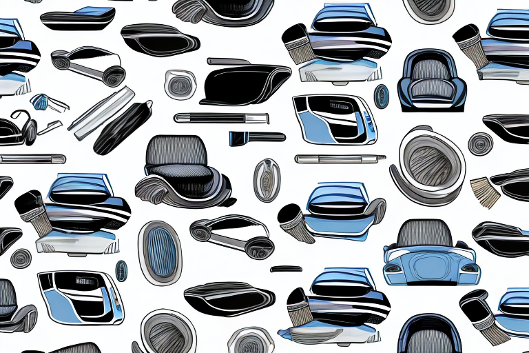 A car interior focusing on the fabric seats