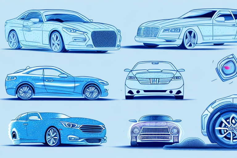 A car undergoing various stages of deep cleaning