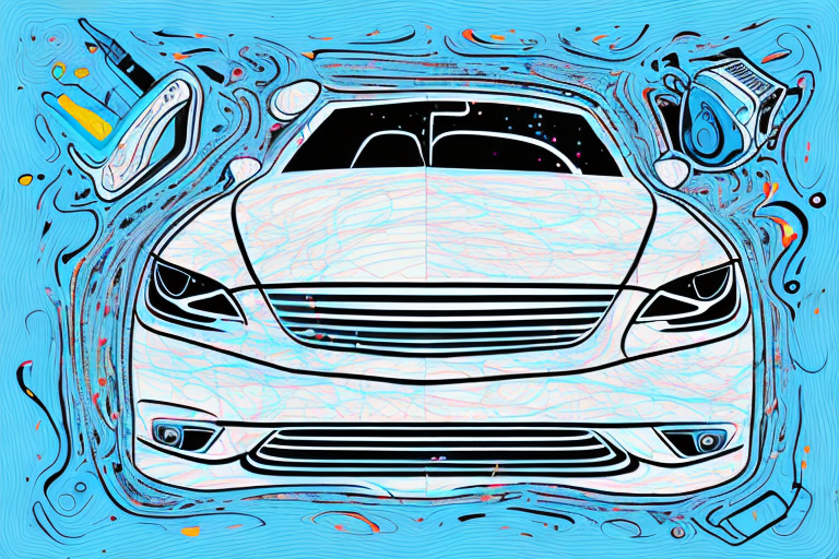 A car in the process of being wrapped in a glossy foil