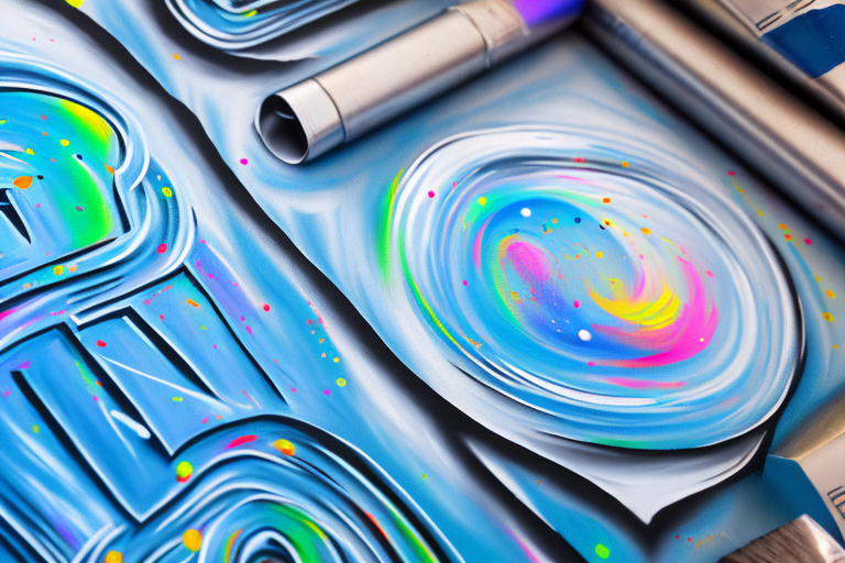 A spray paint can pointed towards an aluminum surface