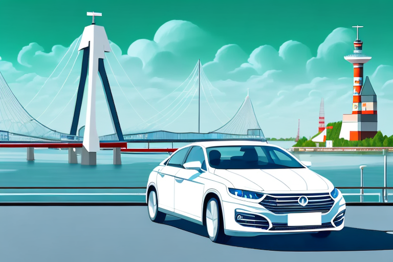 A car being meticulously cleaned and polished in a scenic view of wilhelmshaven