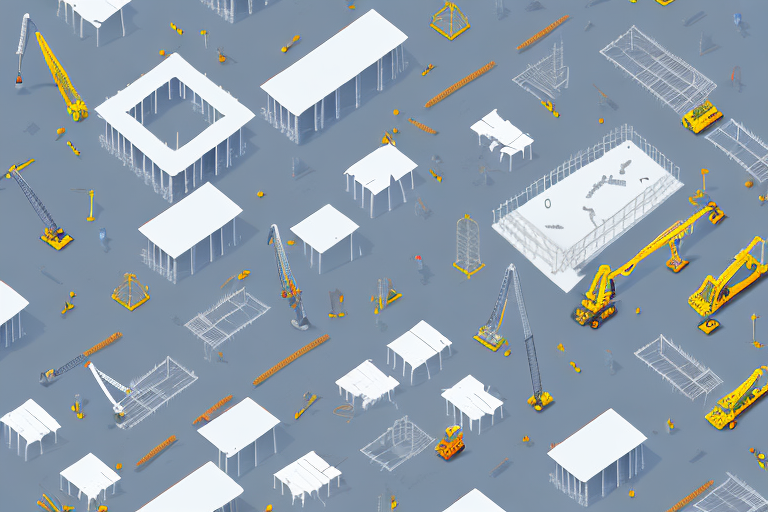 A construction site with various building tools and equipment in the small town of plößberg
