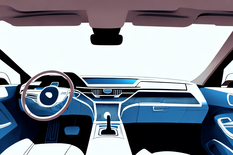 An open car dashboard with a new cabin air filter next to an old