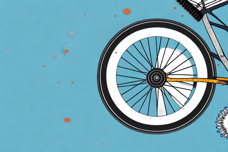 A bicycle with a close-up view of the brake disc